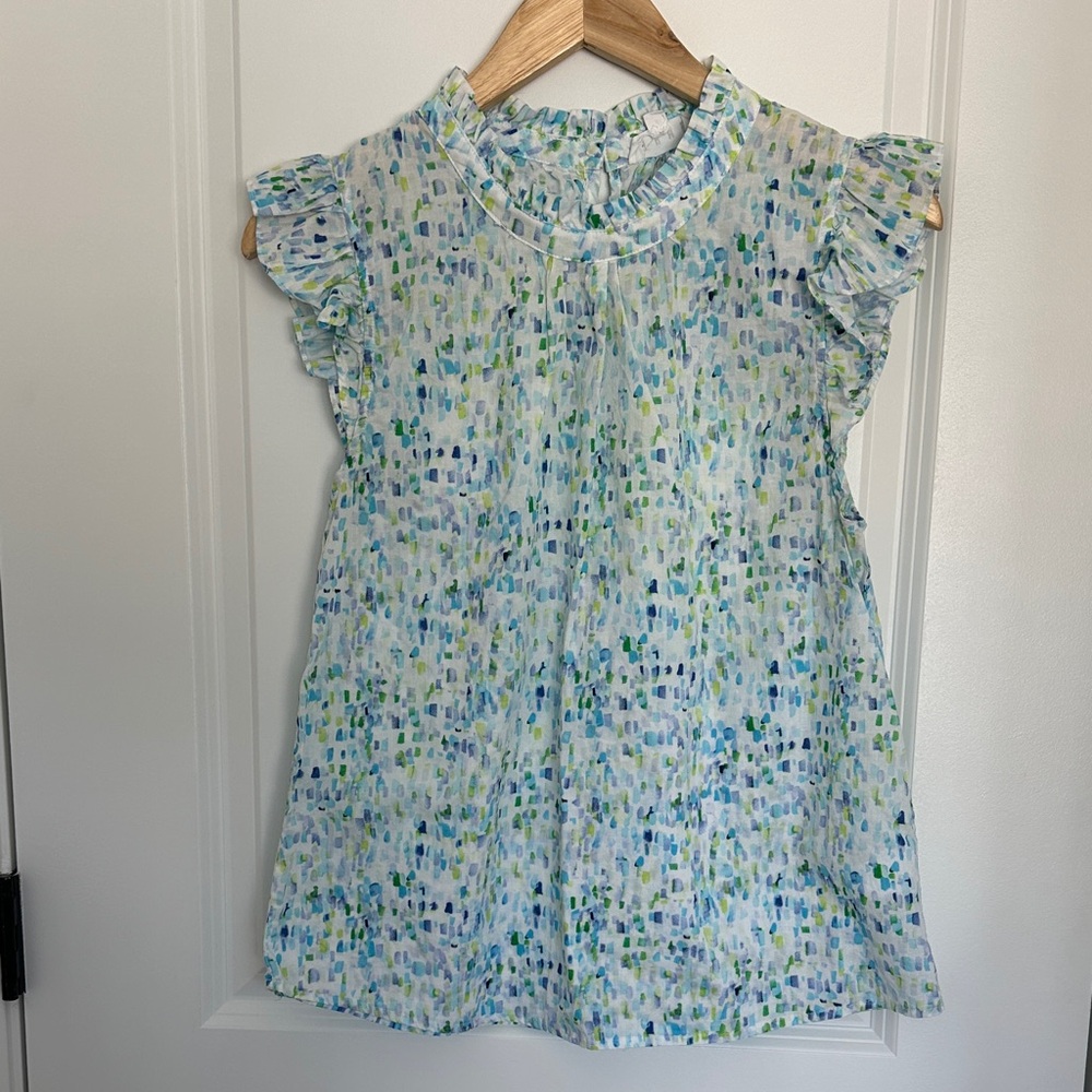 THML Women’s Sleeveless Watercolor Dot Print Blue/Green M
